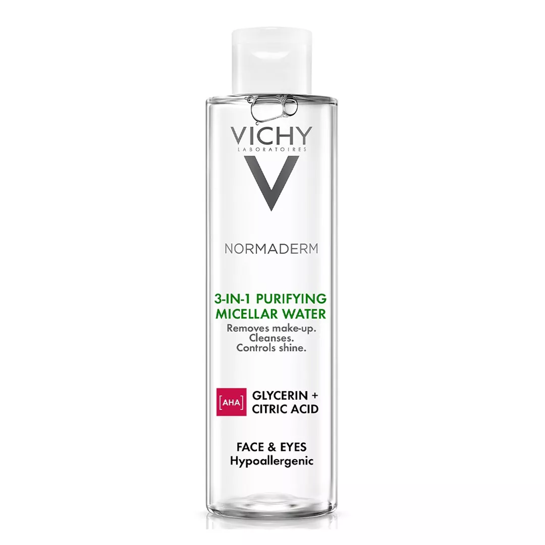 Apa micelara pentru demachierea tenului sensibil, gras sau cu tendinta acneica Normaderm, 200 ml, Vichy, [],farmaciabajan.ro