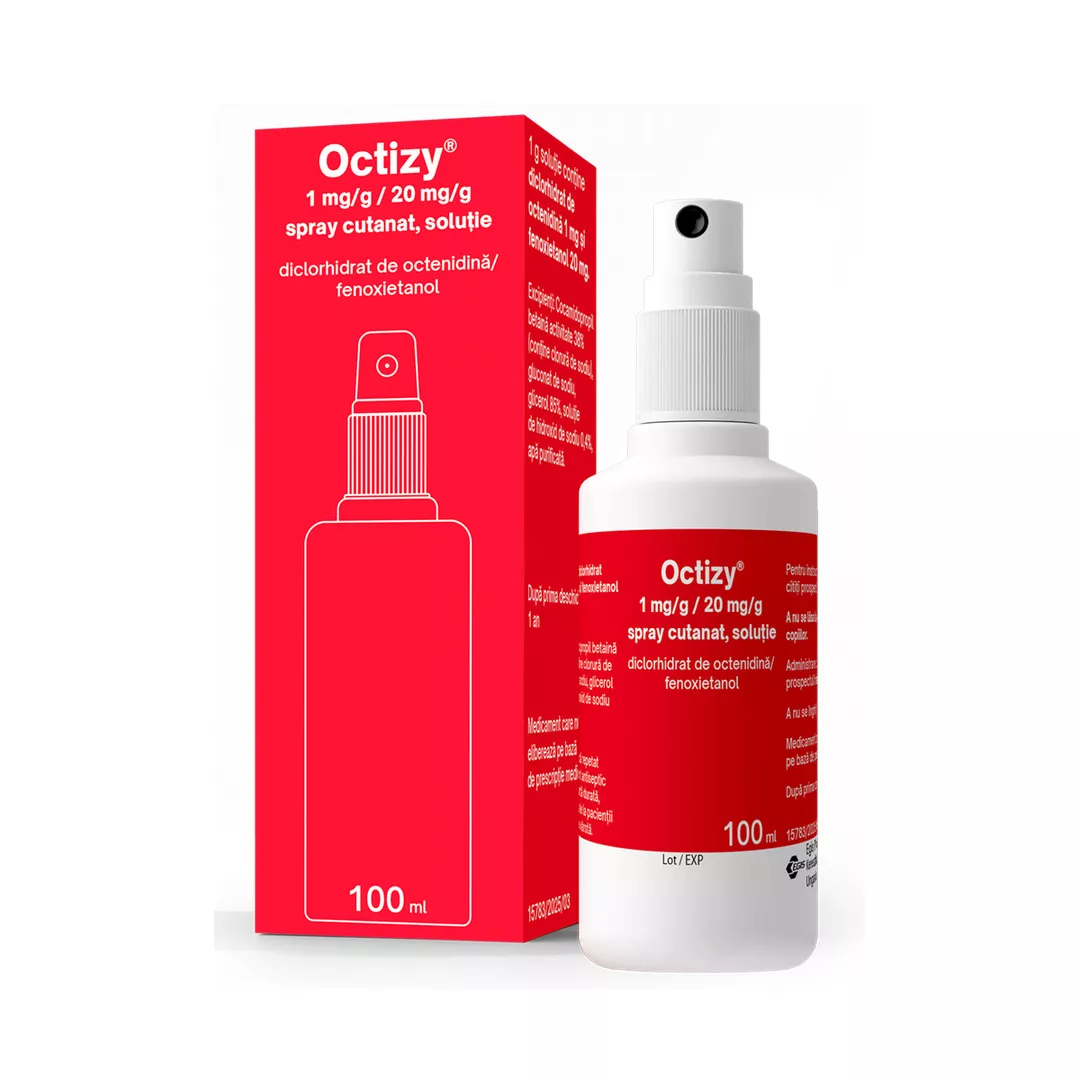 Spray antiseptic Octizy, 1 mg/g / 20 mg/g, 100 ml, Egis Pharmaceuticals, [],farmaciabajan.ro