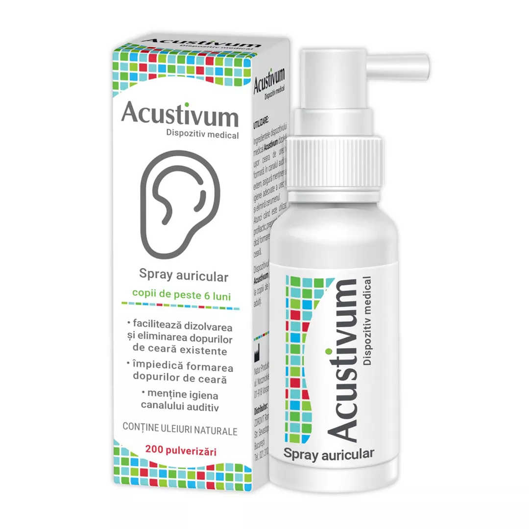 Spray auricular Acustivum, 20 ml, Zdrovit, [],https:farmaciabajan.ro
