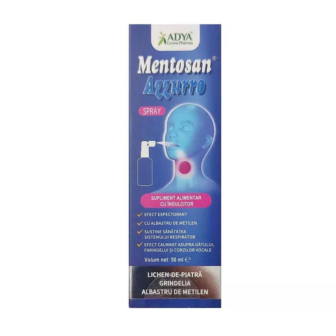 Spray Mentosan Azzurrro, 50 ml, Adya, [],farmaciabajan.ro