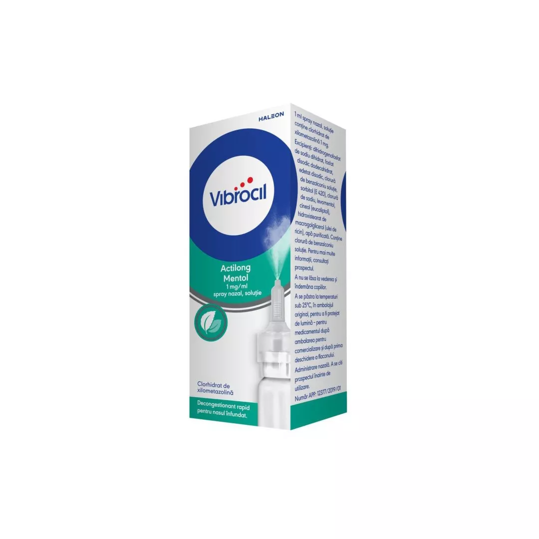 Spray nazal Vibrocil Actilong Mentol 1mg/ml, 10 ml, Haleon, [],farmaciabajan.ro