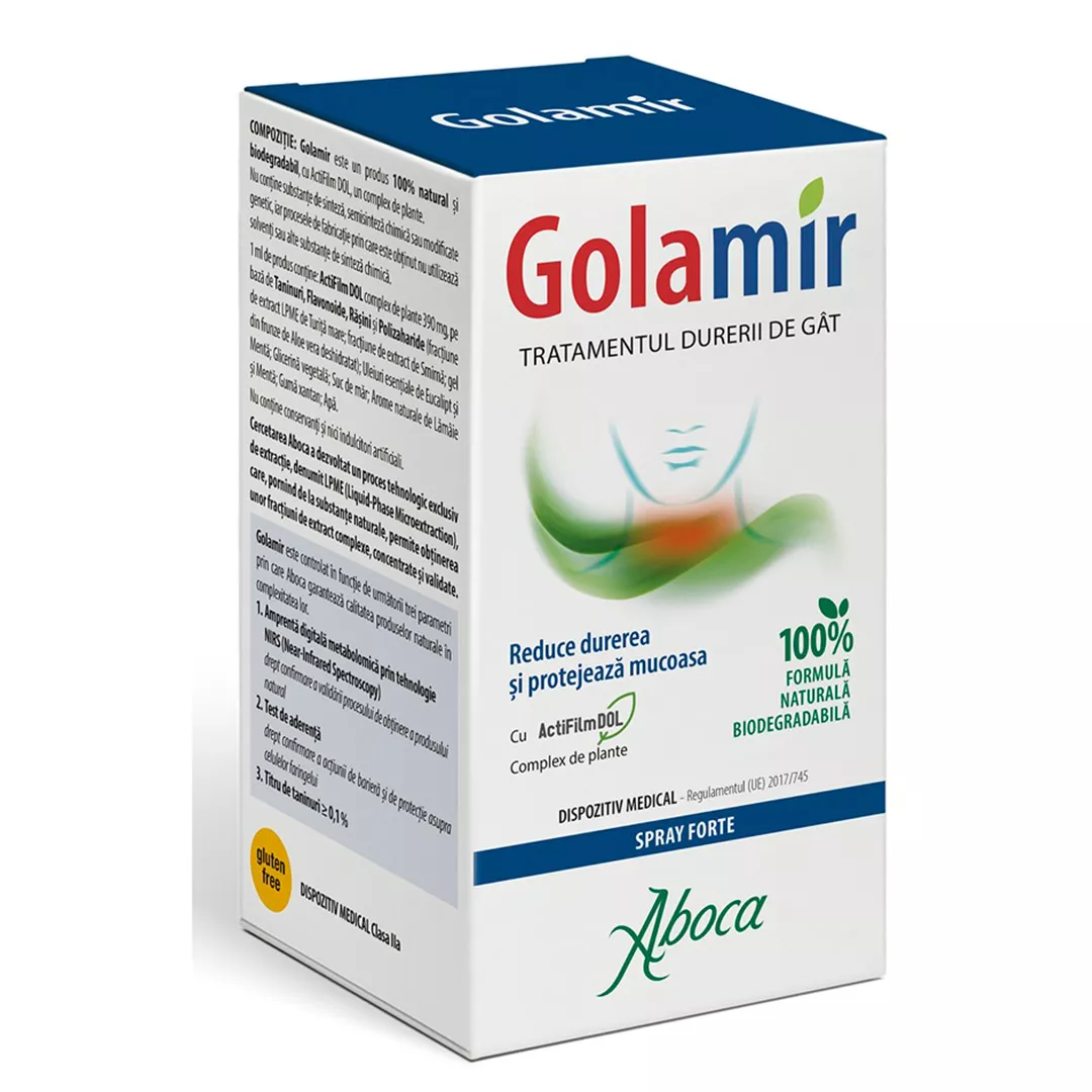 Spray pentru adulti cu alcool Golamir 2Act, 30 ml, Aboca, [],farmaciabajan.ro