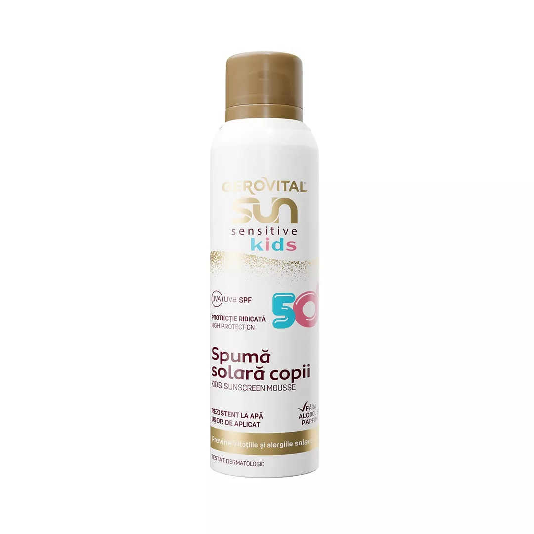Spuma cu protectie solara pentru copii SPF 50 Sun Sensitive Kids, 150 ml, Gerovital, [],farmaciabajan.ro