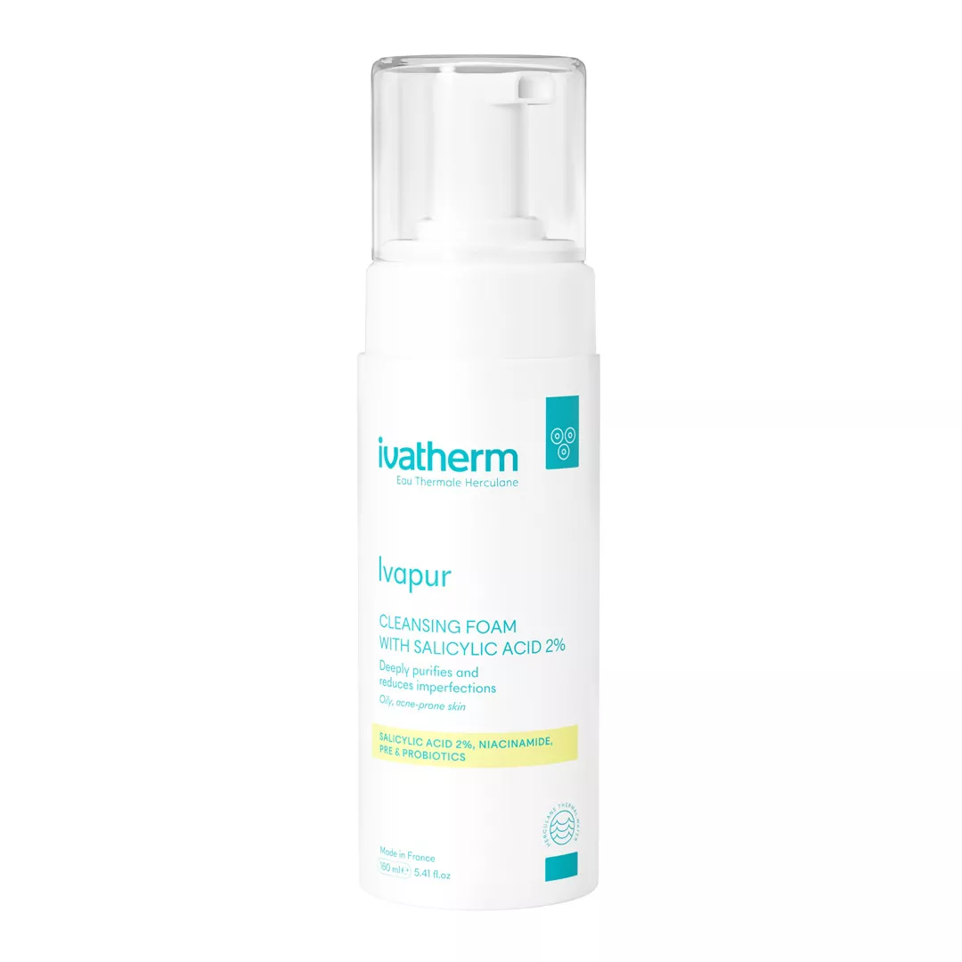 Spuma de curatare cu acid salicilic 2%, 160 ml, Ivatherm, [],farmaciabajan.ro