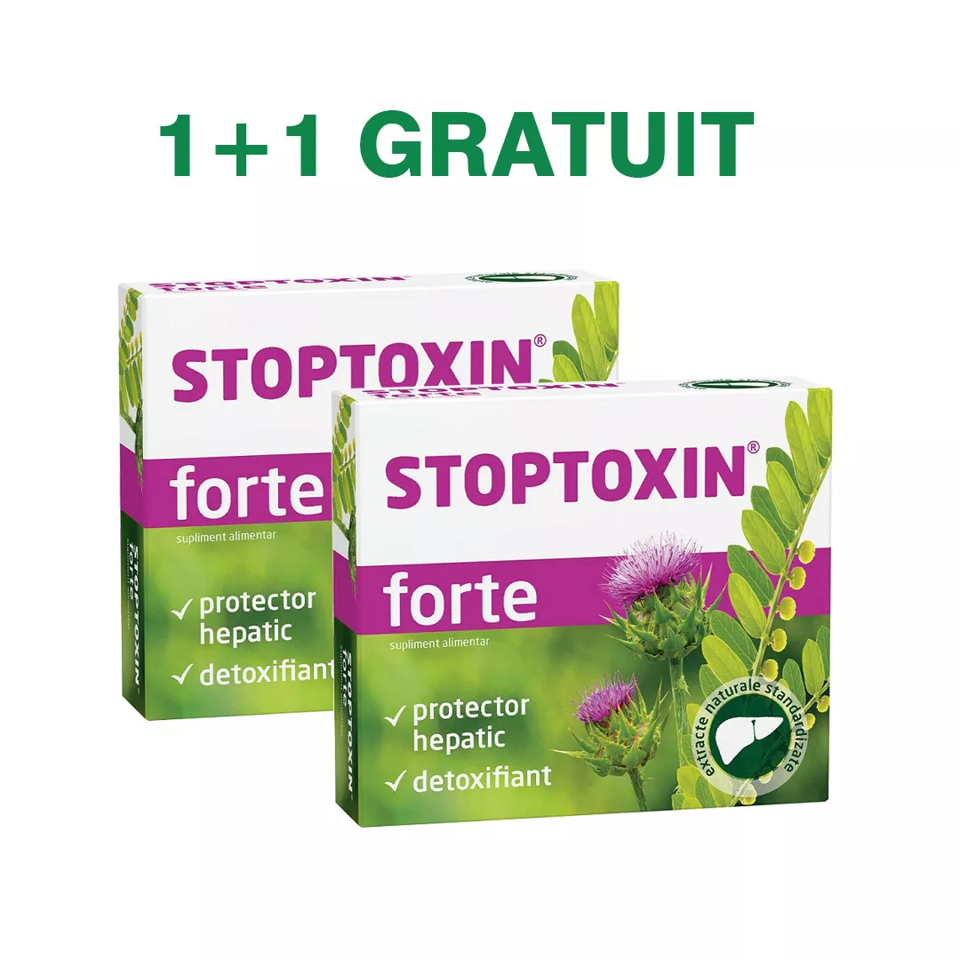 Stoptoxin forte, 30 capsule, 1 + 1 Cadou, Fiterman Pharma, [],farmaciabajan.ro