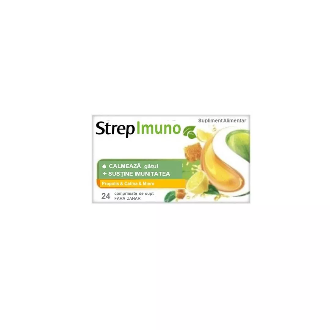 Strepimuno miere si catina, fara zahar, 24 pastile, [],farmaciabajan.ro