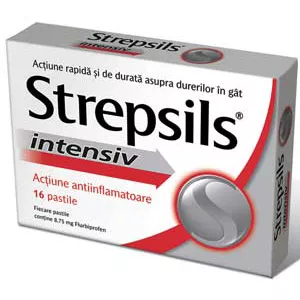 STREPSILS INTENSIV MIERE SI LAMAIE 8,75mg X 16 PASTILE RECKITT BENCKISER HE CUTIE X 2 BLIST. X 8 PASTILE, [],farmaciabajan.ro