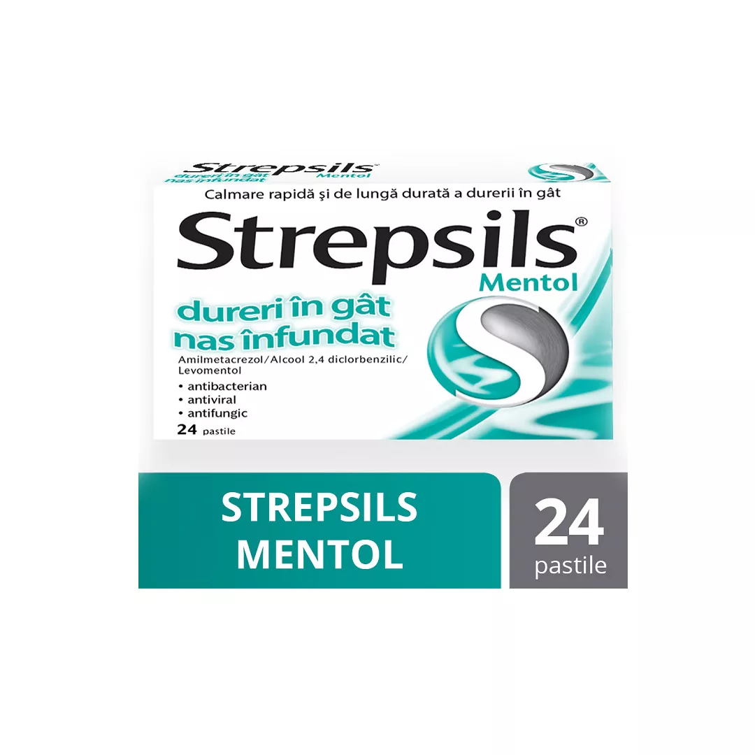 Strepsils Mentol, 24 comprimate, Reckitt Benckiser Healthcare, [],farmaciabajan.ro