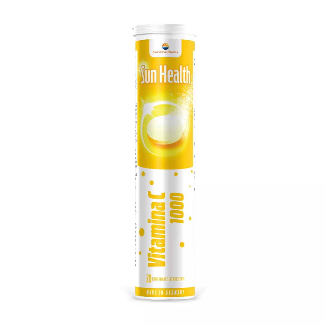 Vitamina C 1000mg Sun Health, 20 comprimate efervescente, Sun Wave Pharma, [],farmaciabajan.ro