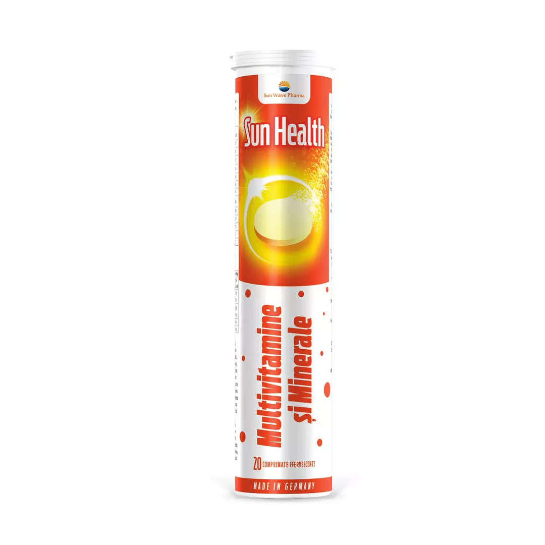 Multivitamine si minerale Sun Health efervescent, 20 comprimate, Sun Wave Pharma, [],farmaciabajan.ro