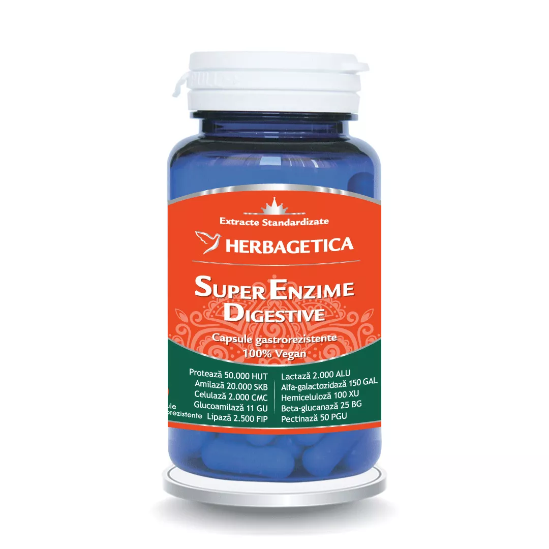 Super Enzime Digestive, 30 capsule, Herbagetica, [],farmaciabajan.ro