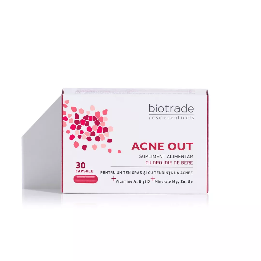 Supliment alimentar pentru ten gras cu tendinta acneica Acne Out, 30 capsule, Biotrade, [],farmaciabajan.ro
