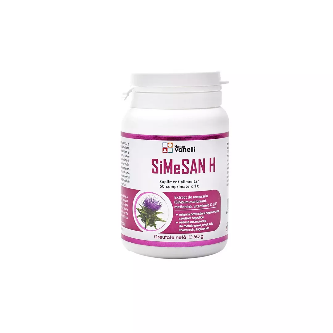 Supliment alimentar SiMeSan H cu silimarina si metionina, 60 comprimate, Vanelli, [],farmaciabajan.ro