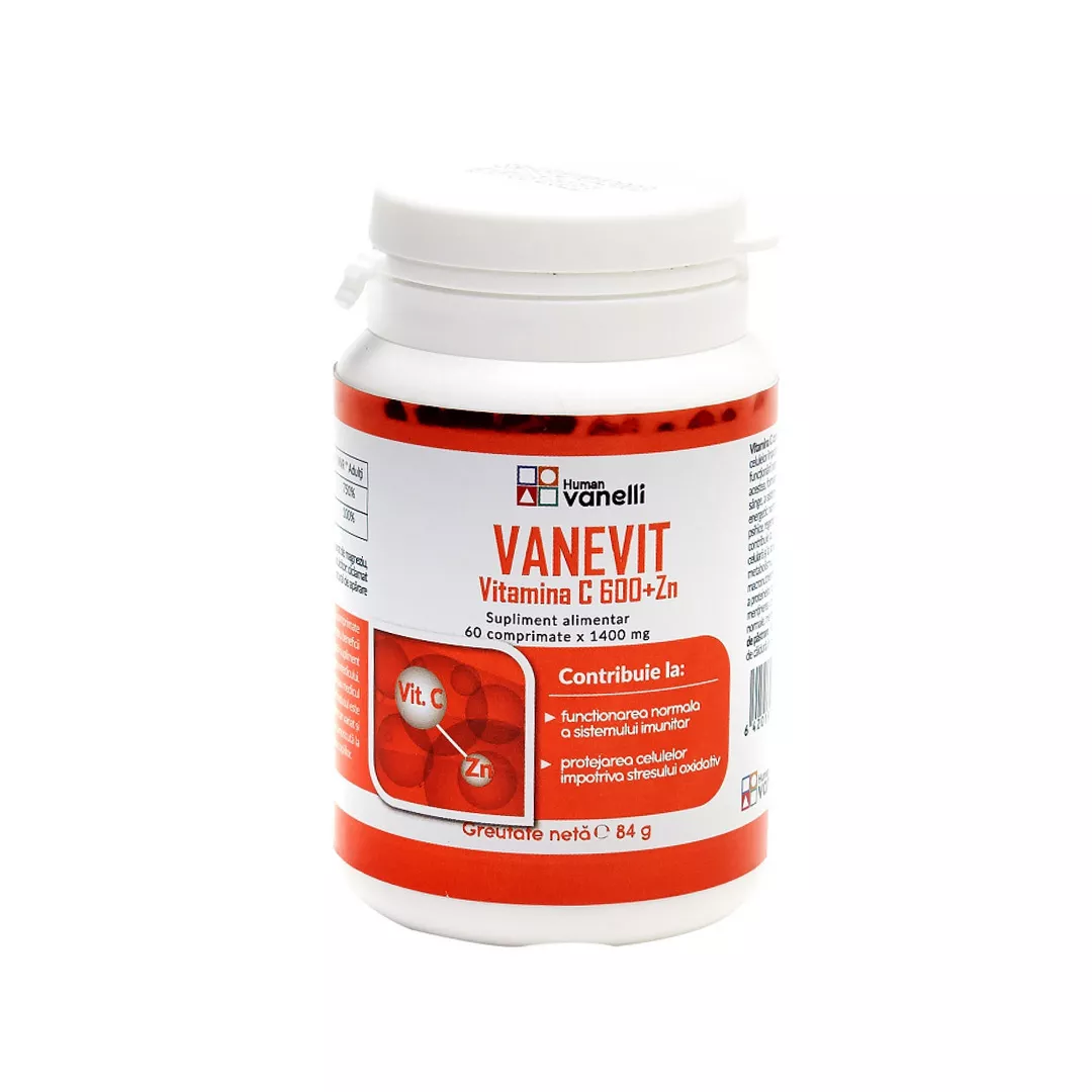 Supliment alimentar Vanevit C600+Zn, 60 comprimate, Vanelli, [],farmaciabajan.ro