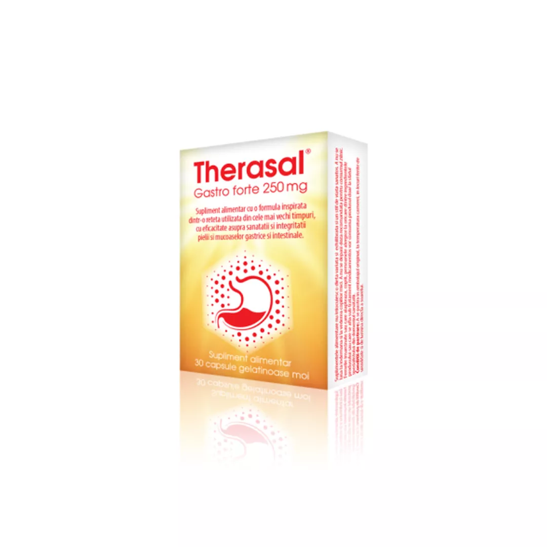 Supliment pentru sanatatea pielii si mucoaselor gastrice Therasal Gastro Forte 250 mg, 30 capsule, Vedra, [],farmaciabajan.ro