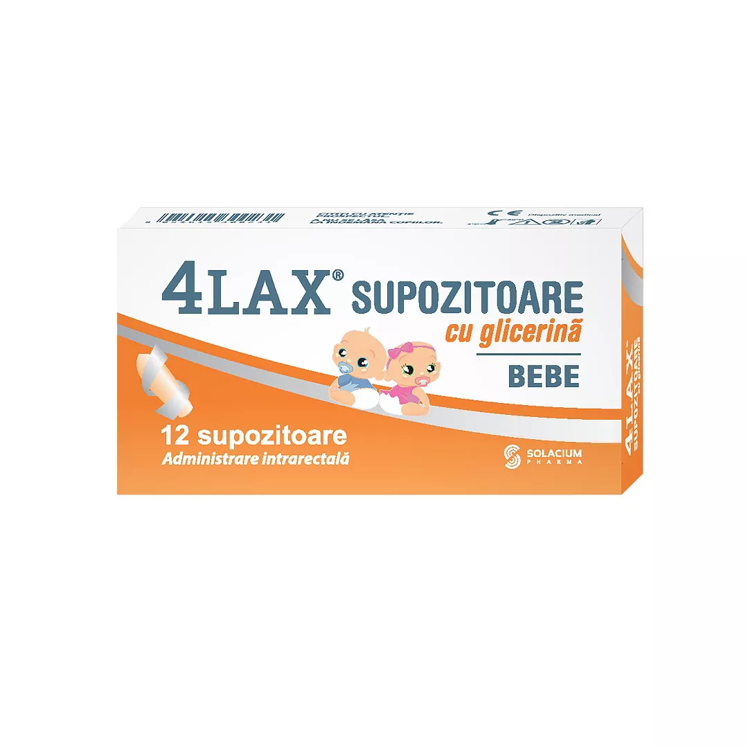 Supozitoare cu glicerina pentru bebelusi 4Lax, 12 bucati, Solacium Pharma, [],https:farmaciabajan.ro