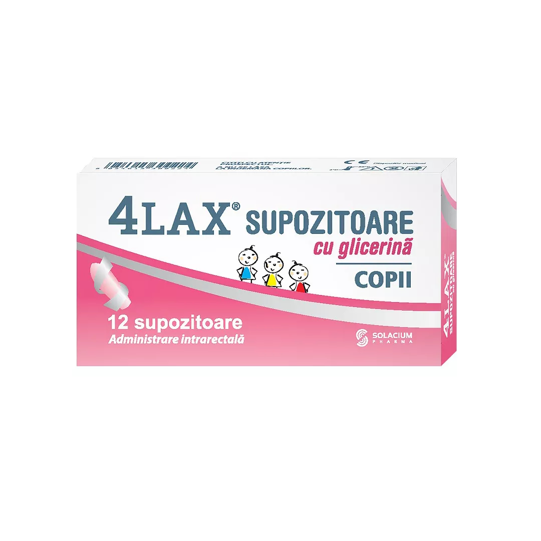Supozitoare cu glicerina pentru copii 4Lax, 12 bucati, Solacium Pharma, [],https:farmaciabajan.ro