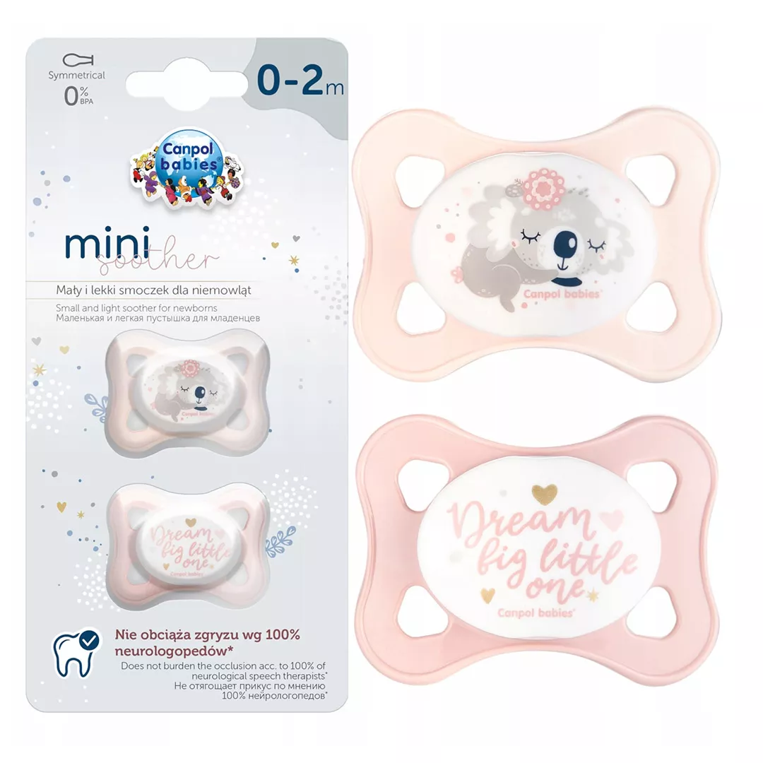 Suzeta Symetric Silicon Nipple Mini, Silicon 100% Hipoalergenic, Scut Ventilat, Scut Ultralight Fara Manere, 2 Bucati, Canpol Babies, [],farmaciabajan.ro