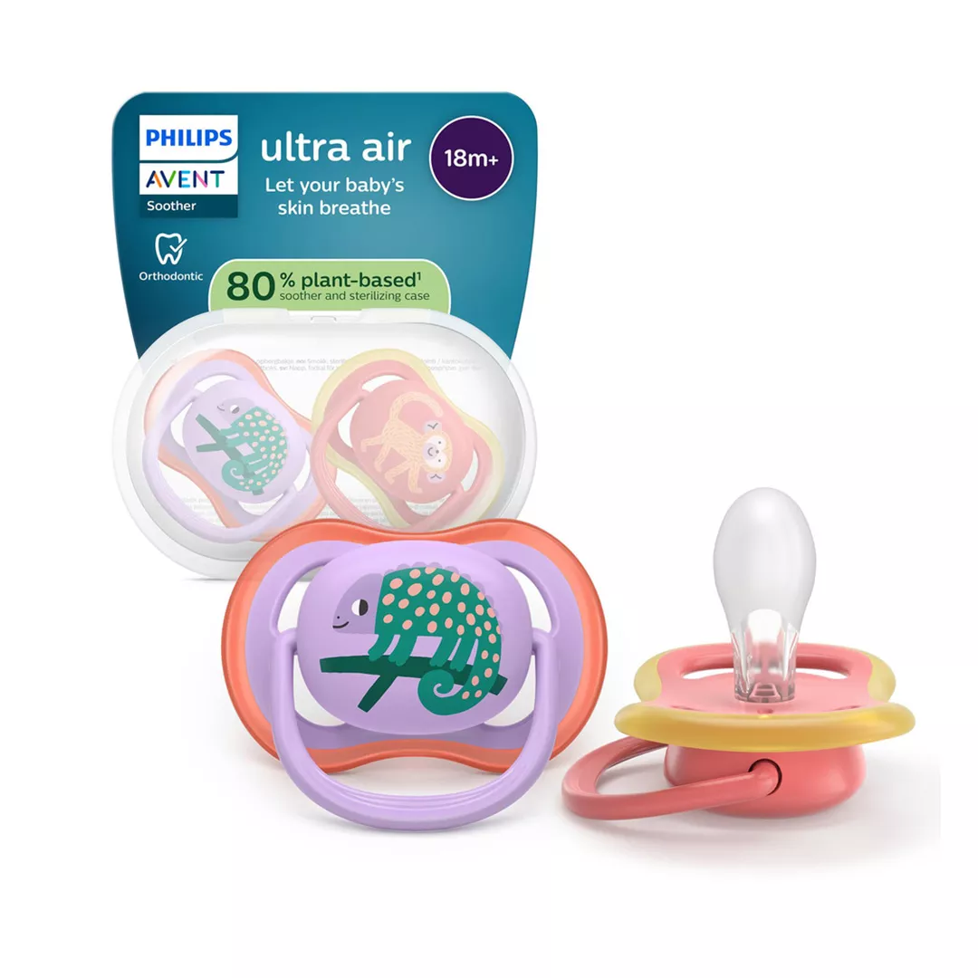 Suzeta Ultra Air Pacifier Philips Avent, Mov/Roz, 18 luni+, SCF349/47, 2 bucati, Philips, [],farmaciabajan.ro