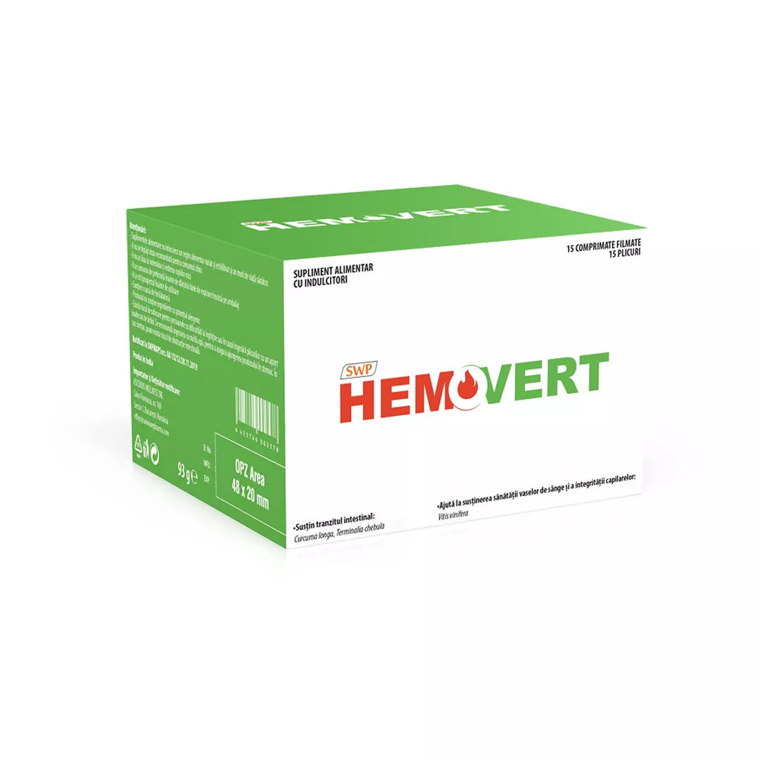 SWP Hemovert, 15 plicuri + 15 comprimate filmate, Sun Wave Pharma, [],farmaciabajan.ro