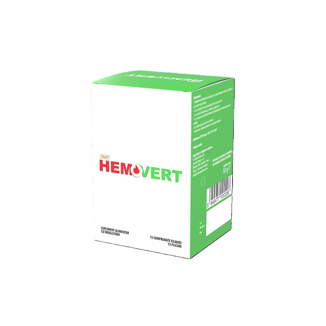 SWP Hemovert, 15 plicuri + 15 comprimate filmate, Sun Wave Pharma, [],farmaciabajan.ro