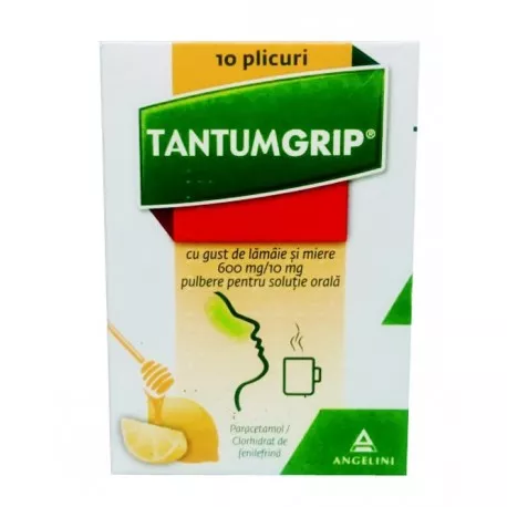 TANTUMGRIP CU GUST DE LAMAIE SI MIERE 600 mg/10 mg X 10 PULB. PT. SOL. ORALA ANGELINI PHARMA ÖST, [],farmaciabajan.ro