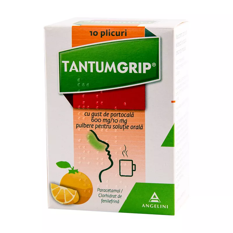 TANTUMGRIP CU GUST DE PORTOCALA 600 mg/10 mg X 10 PULB. PT. SOL. ORALA ANGELINI PHARMA ÖST, [],farmaciabajan.ro