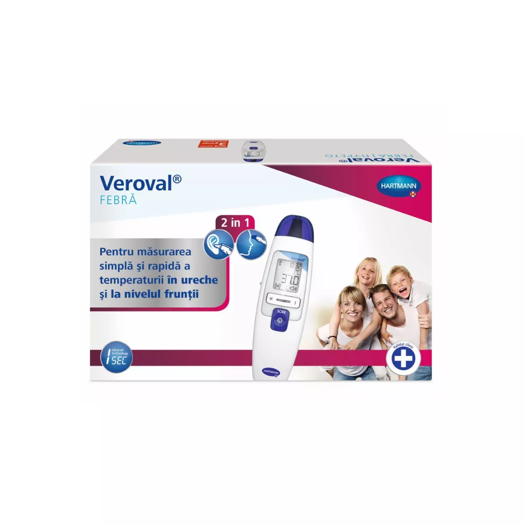 Termometru digital cu infrarosu, Veroval Febra 2 in 1, Hartmann, [],farmaciabajan.ro