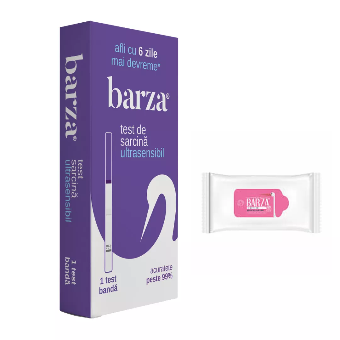 Test Sarcina Barza Ultrasensibil Card Casea + Cadou: Servetele intime, [],https:farmaciabajan.ro