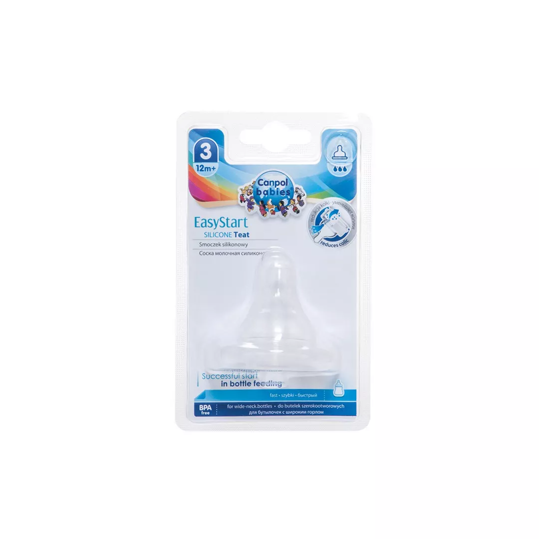 Tetina anticolici pentru biberoane cu gat larg, silicon, “Easy Start”, flux 3 - rapid, 21/722, Canpol, [],farmaciabajan.ro