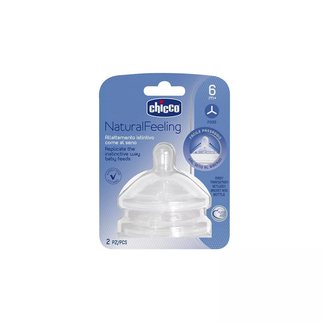 Tetina din silicon Natural Feeling pentru hrana groasa, Step up, 8105720, Chicco, [],farmaciabajan.ro