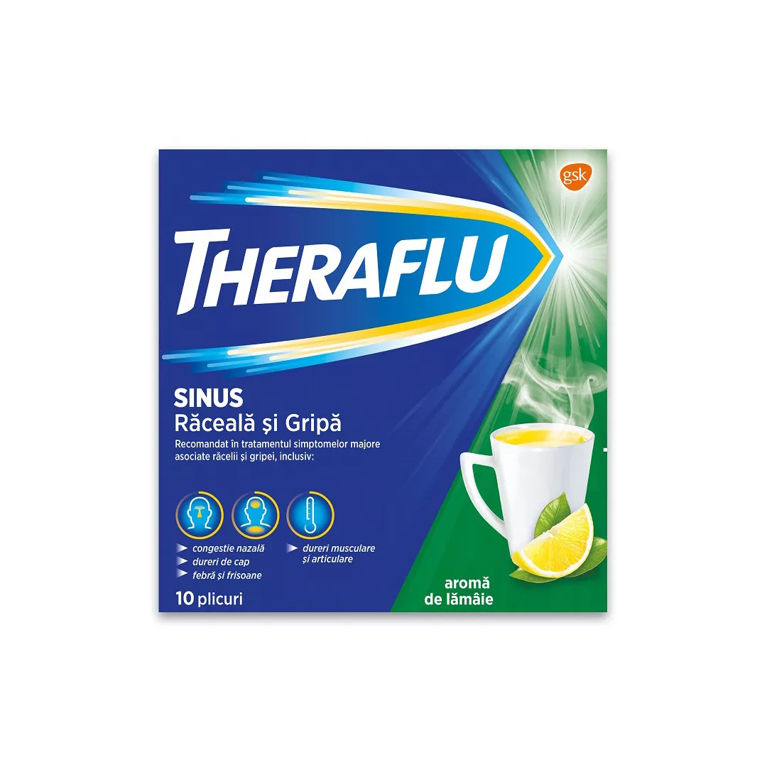 Theraflu Sinus Raceala si Gripa, 10 plicuri, GSK , [],farmaciabajan.ro