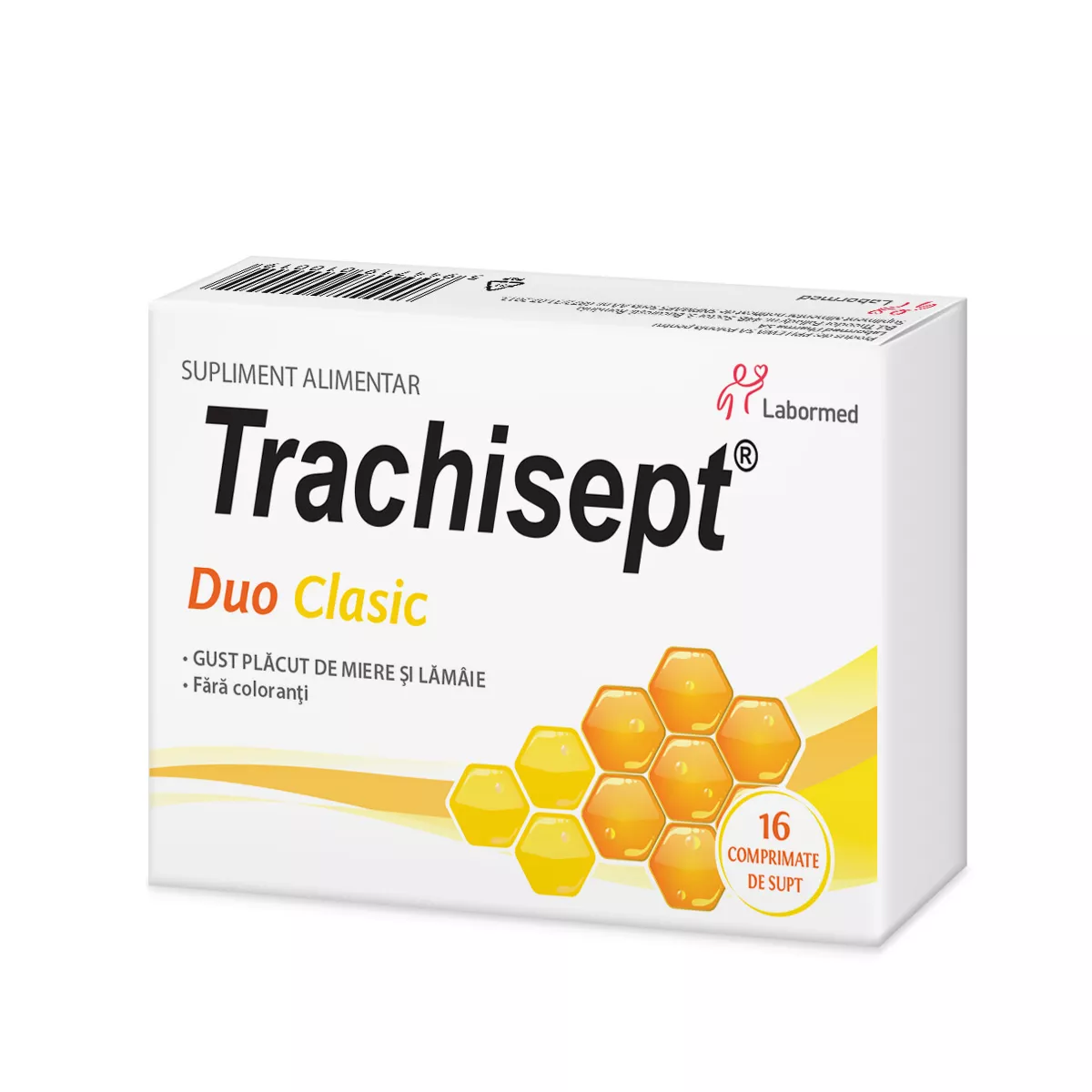 Trachisept Duo Clasic, cu miere si lamaie, 16 comprimate, Labormed, [],farmaciabajan.ro