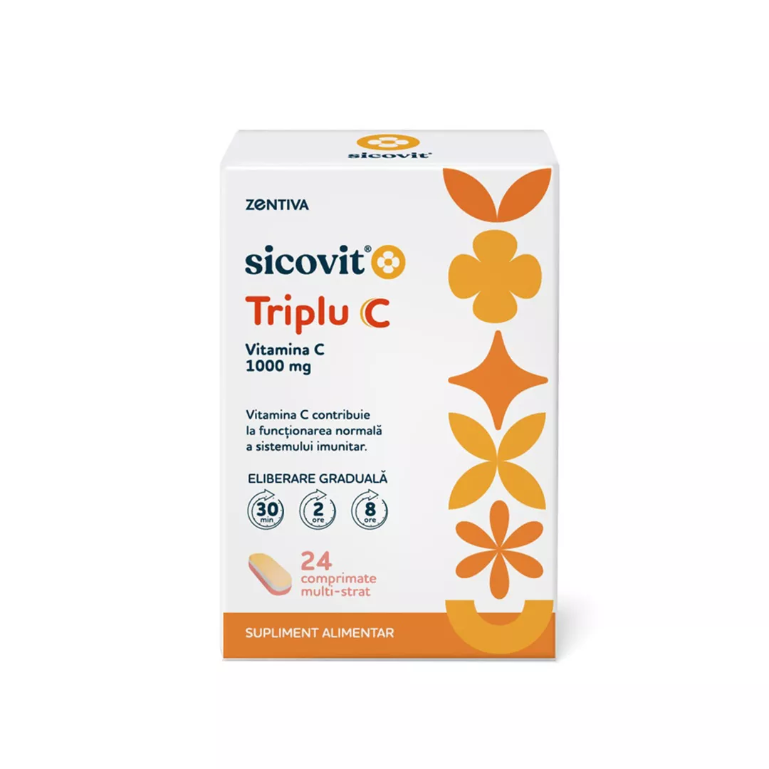 Triplu C Sicovit, 24 comprimate multi-strat, Zentiva, [],farmaciabajan.ro