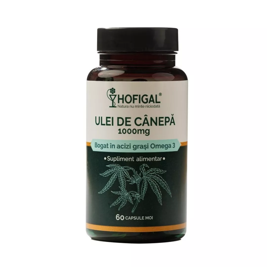 Ulei de canepa, 1000 mg, 60 capsule moi, Hofigal, [],farmaciabajan.ro