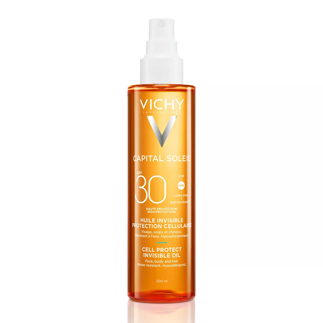 Ulei invizibil cu squalan, vitamina E si SPF30 Capital Soleil, 200 ml, Vichy, [],farmaciabajan.ro