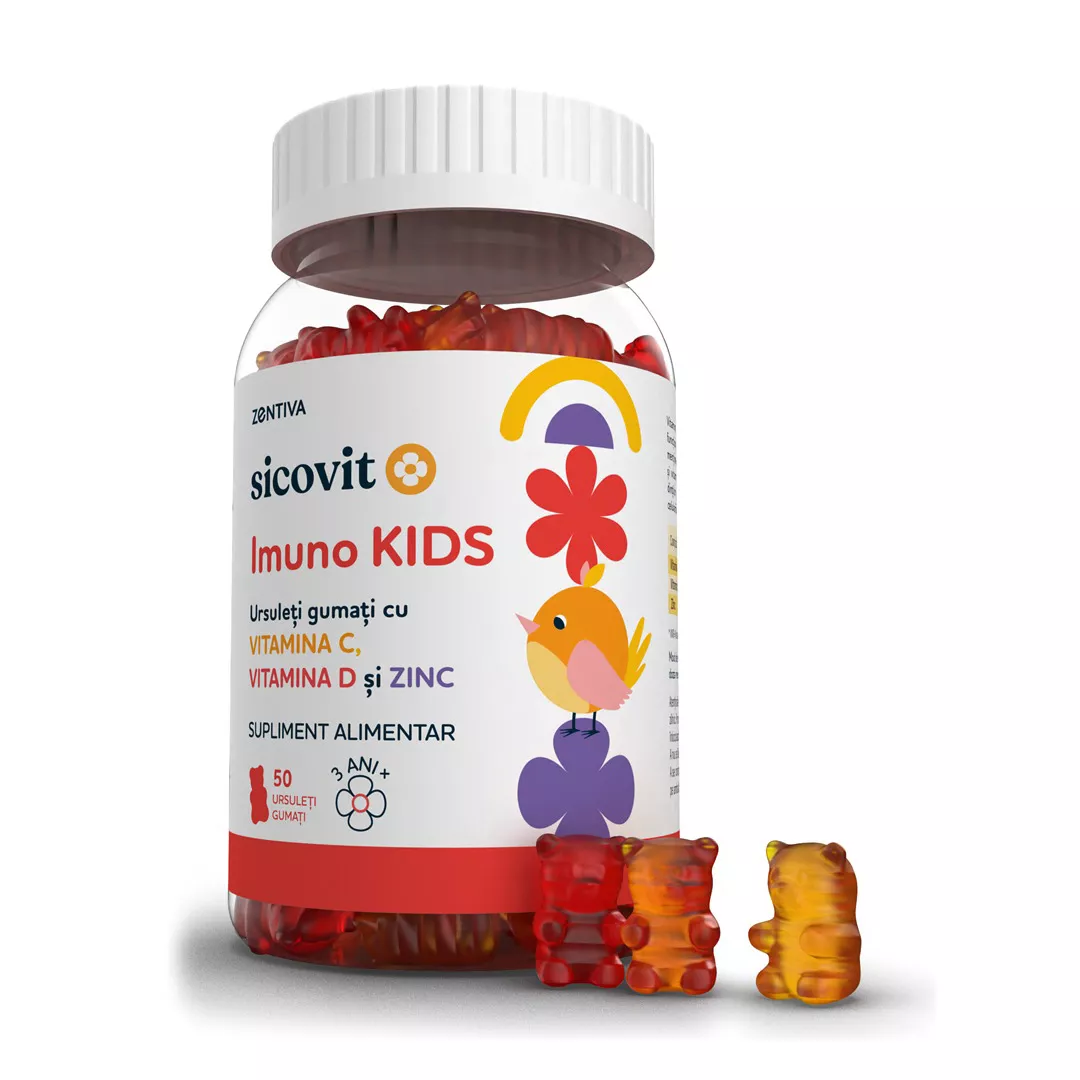 Ursuleti gumati cu vitaminele C, D si zinc Imuno Kids, 50 ursuleti, Sicovit, [],farmaciabajan.ro