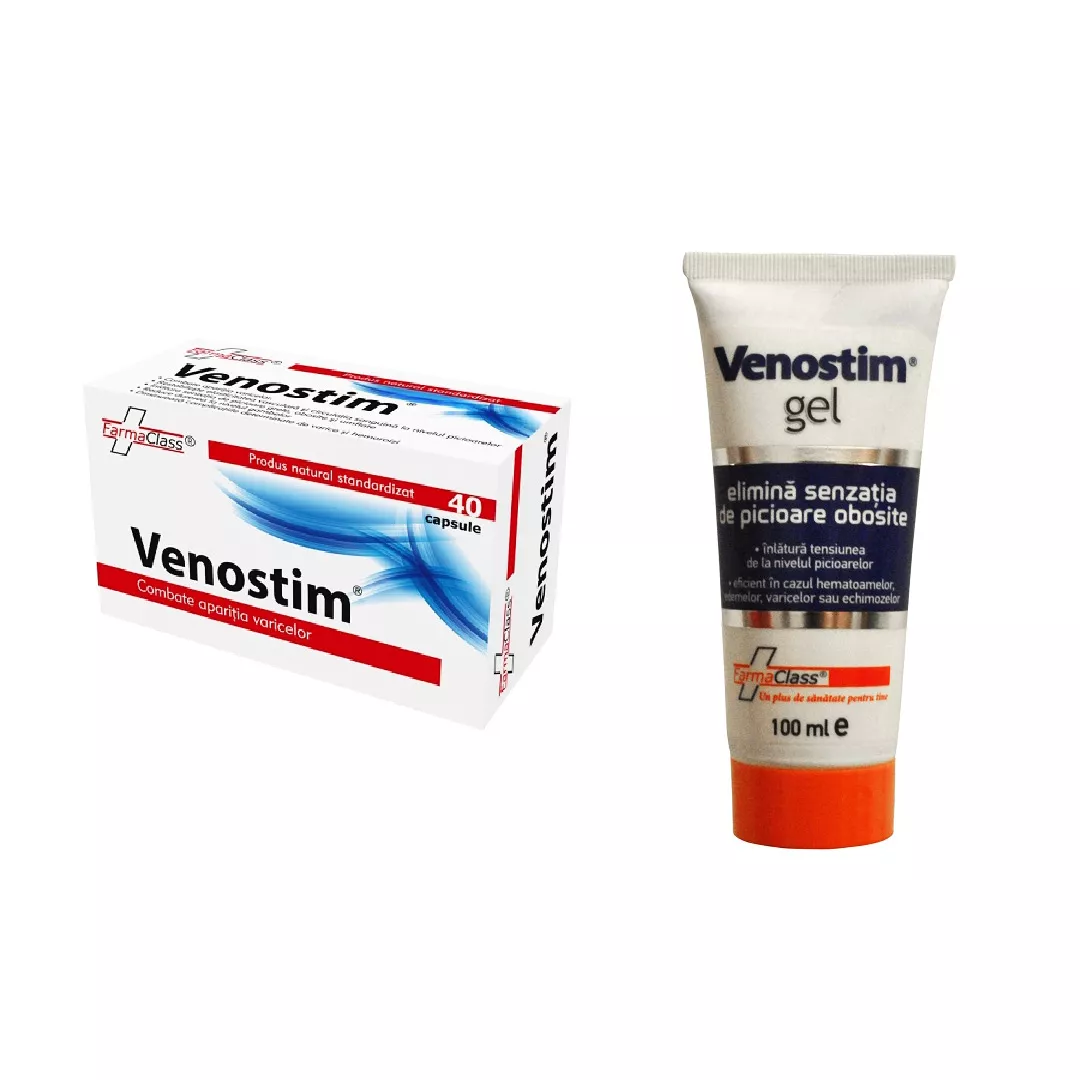 Pachet Venostim, 40 capsule + Venostim gel, 100 ml, Farmaclass, [],https:farmaciabajan.ro