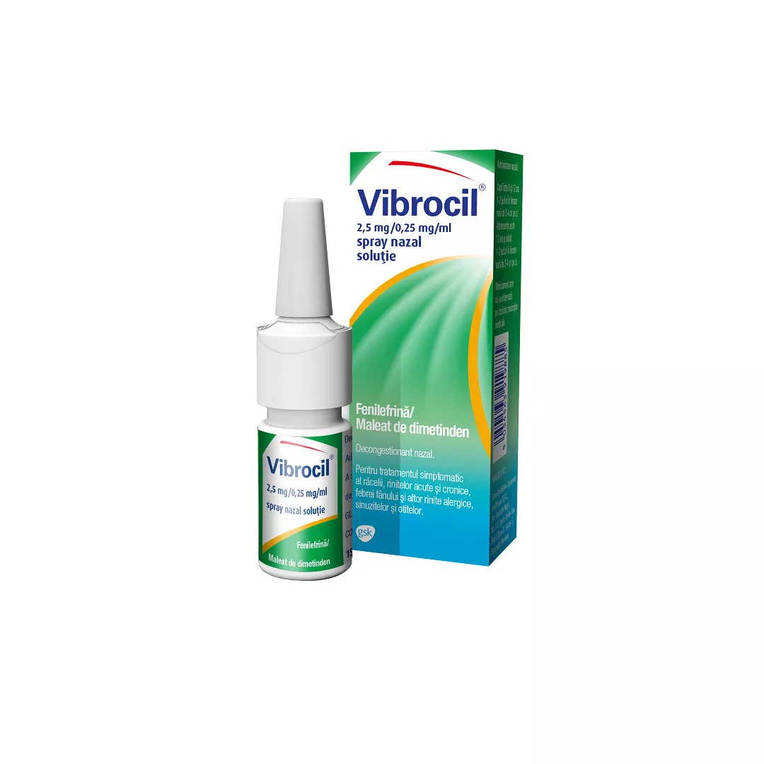 Vibrocil 2.5 mg/0.25 mg/ml spray nazal solutie, 15 ml, Gsk, [],farmaciabajan.ro