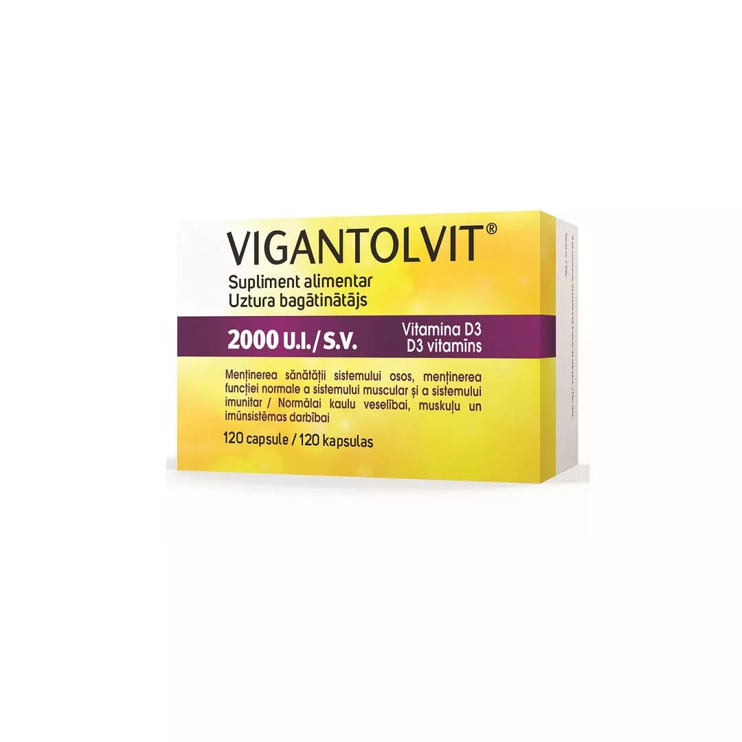 Vigantolvit 2000 U.I./S.V. Vitamina D3, 120 capsule, Catalent, [],farmaciabajan.ro
