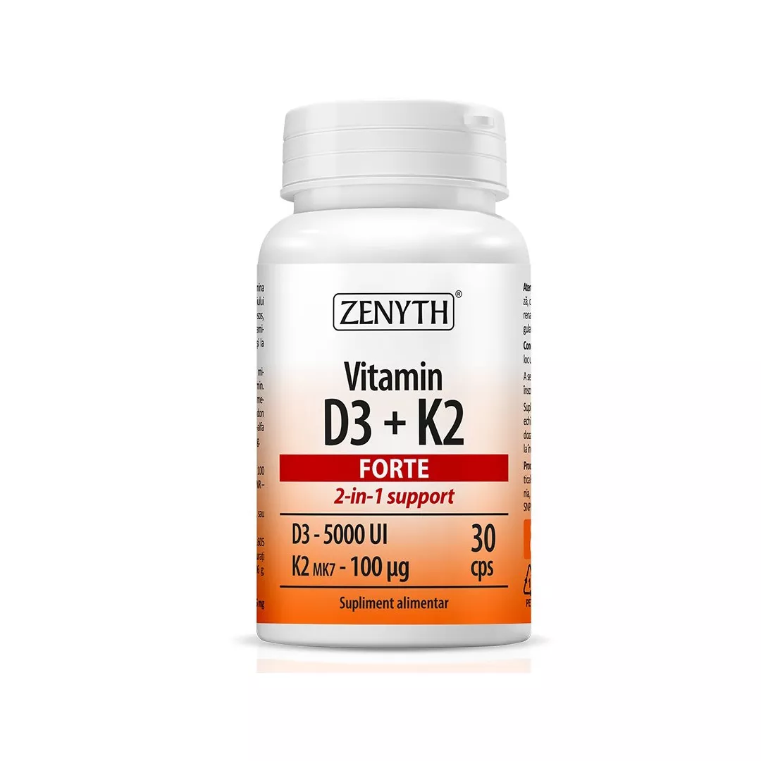 Vitamin D3 + K2 Forte, 30 capsule, Zenyth, [],farmaciabajan.ro