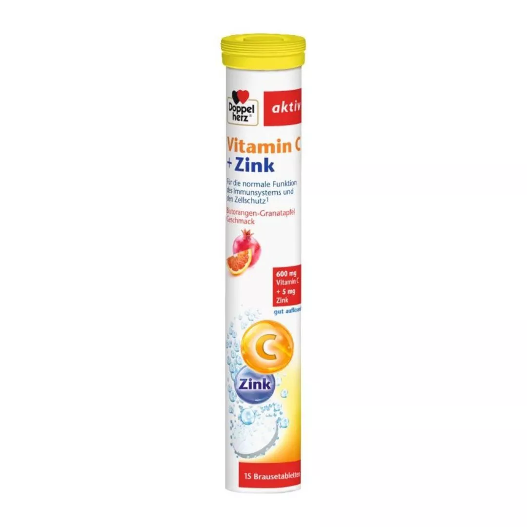 Vitamina C + Zinc Aktiv, 15 tablete efervescente, Doppelherz, [],farmaciabajan.ro