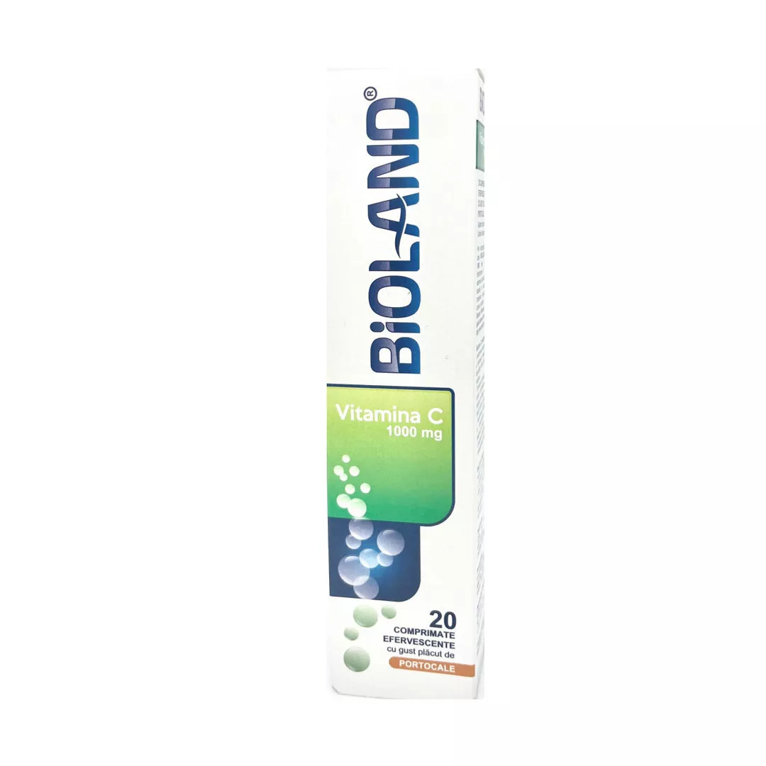 Vitamina C 1000 mg Bioland, 20 comprimate efervescente, Biofarm, [],farmaciabajan.ro