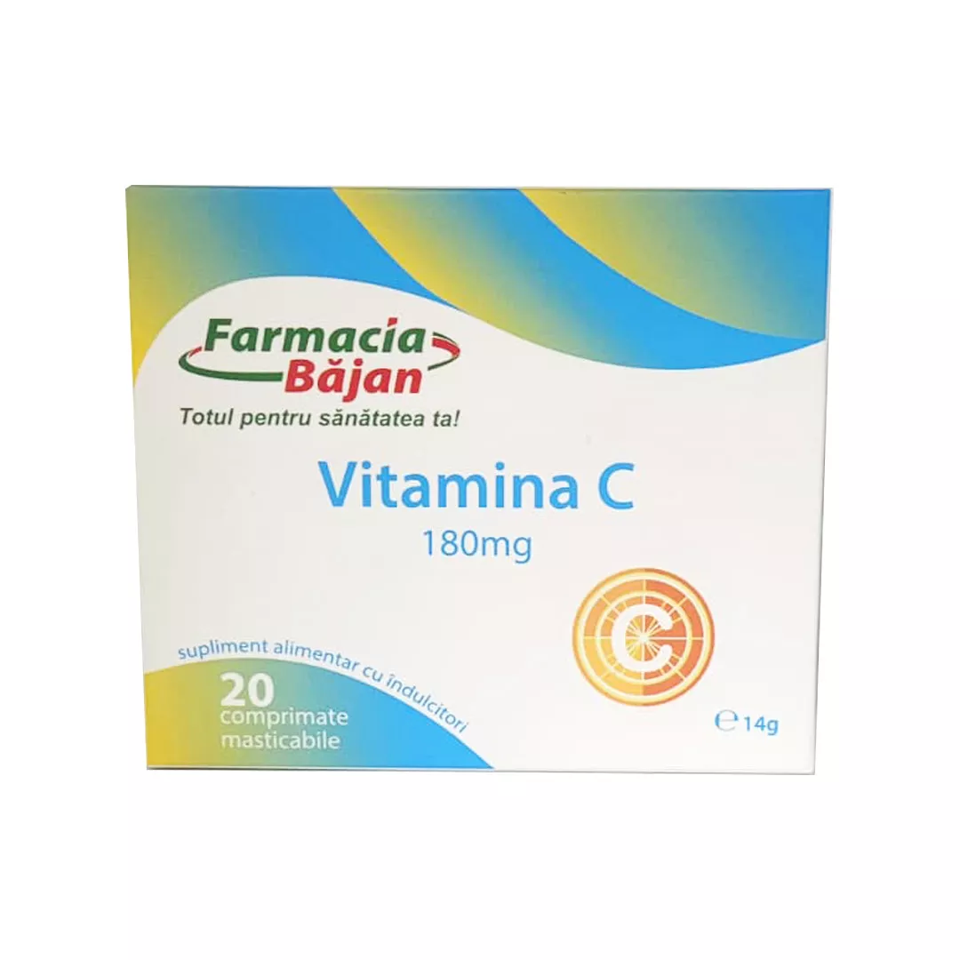 Vitamina C 180 mg, 20 comprimate masticabile, Farmacia Bajan, [],farmaciabajan.ro