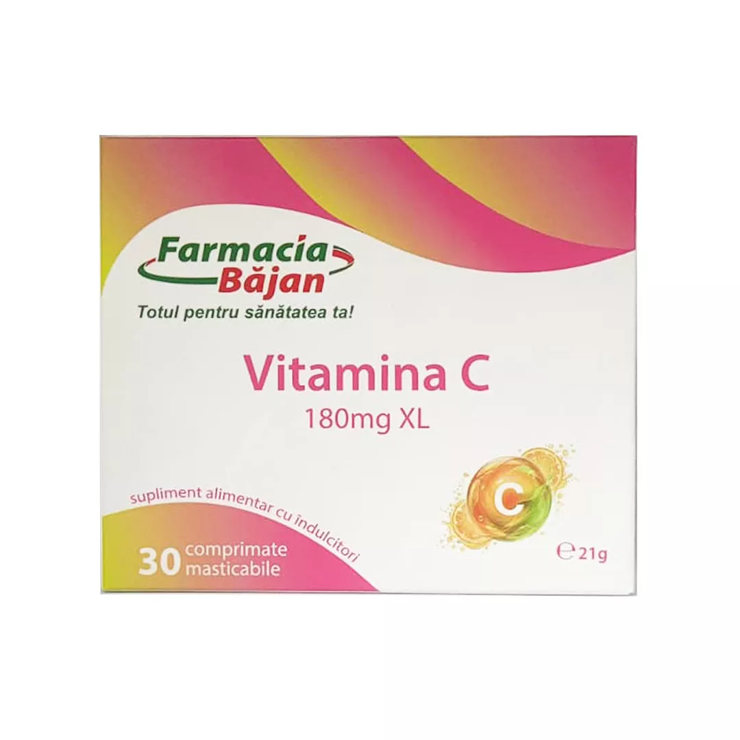Vitamina C 180 mg, 30 comprimate masticabile, Farmacia Bajan, [],farmaciabajan.ro