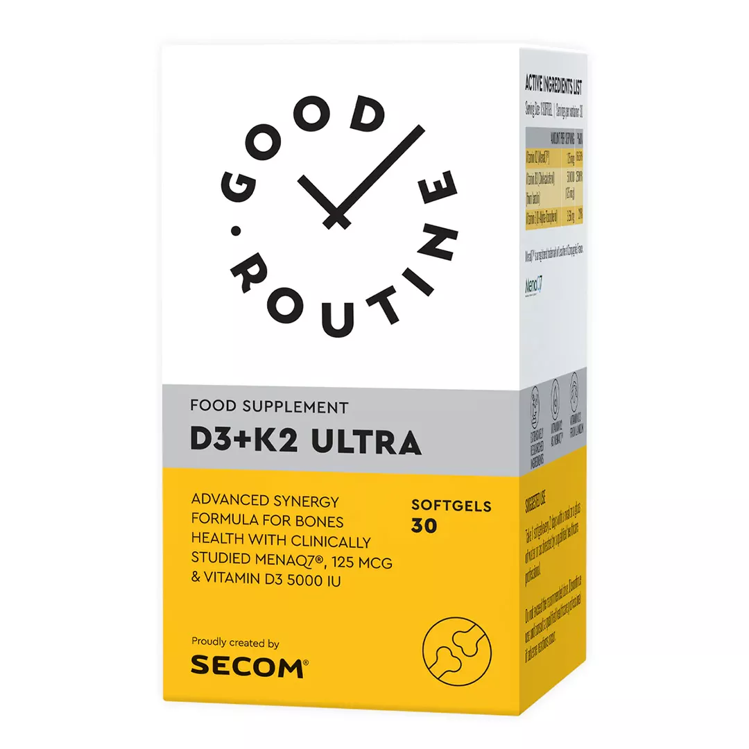 Vitamina D3 + K2 Ultra Good Routine, 30 capsule gelatinoase moi, Secom, [],farmaciabajan.ro