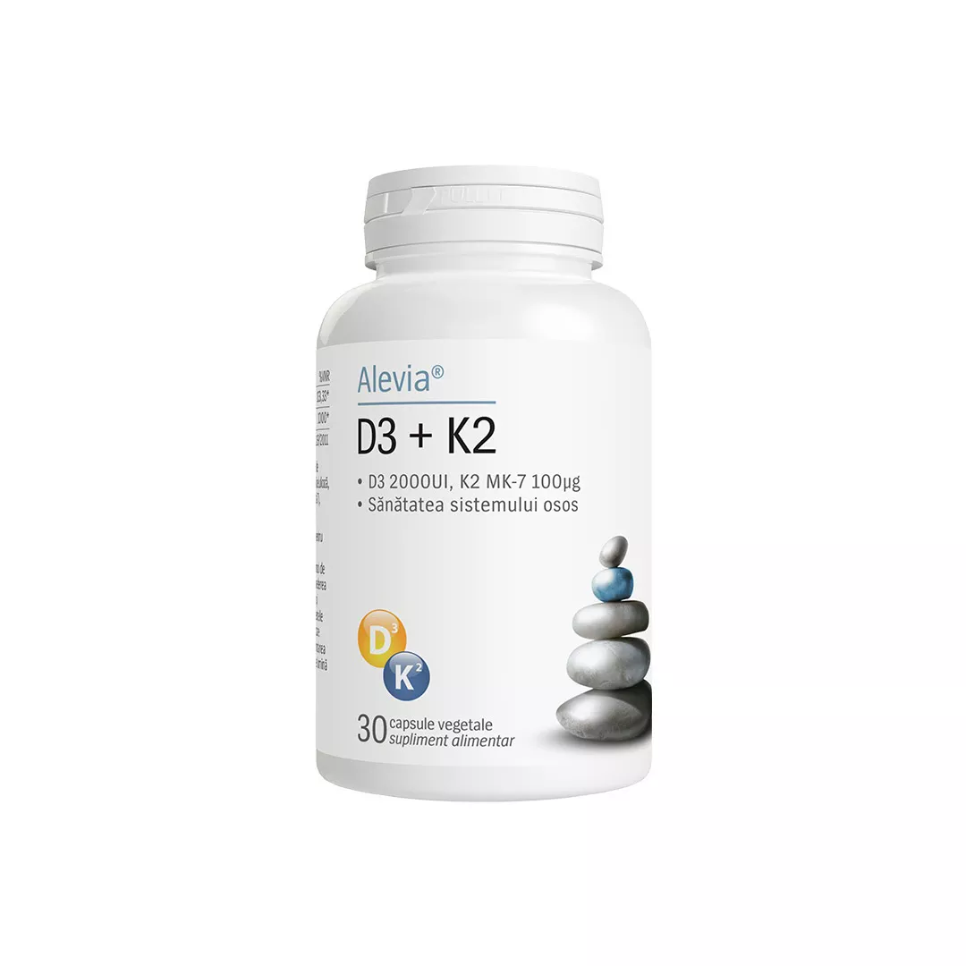 Vitamina D3 + vitamina K2, 30 capsule, Alevia, [],farmaciabajan.ro