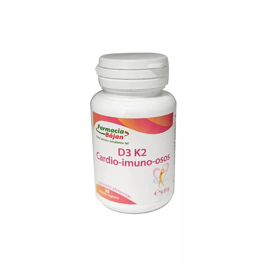 Vitamina D3 + K2 Cardio-Imuno-Osos, 30 capsule vegetale, Farmacia Bajan, [],farmaciabajan.ro