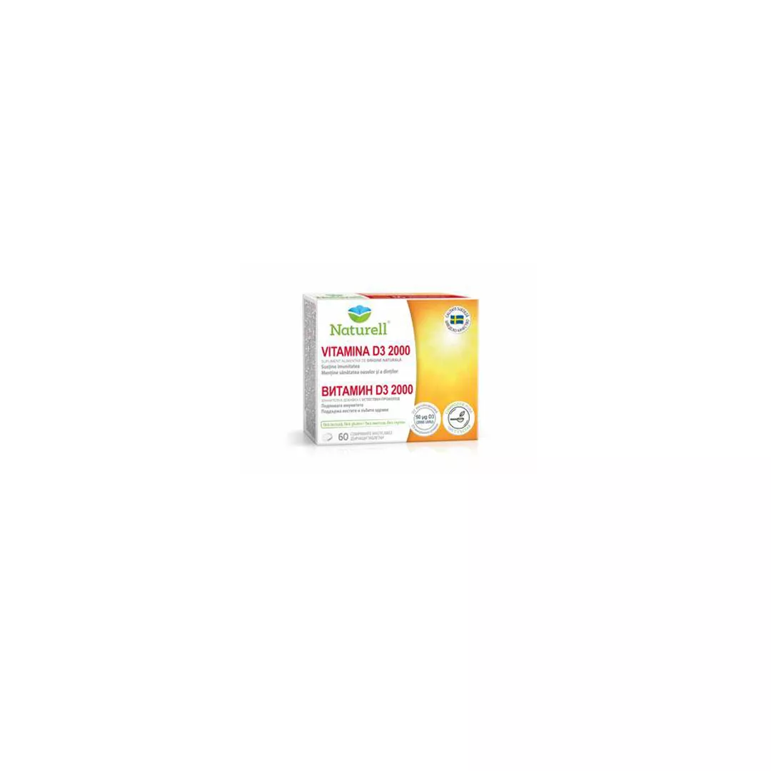 Vitamina D3 2000UI, 60 comprimate, Naturell, [],farmaciabajan.ro