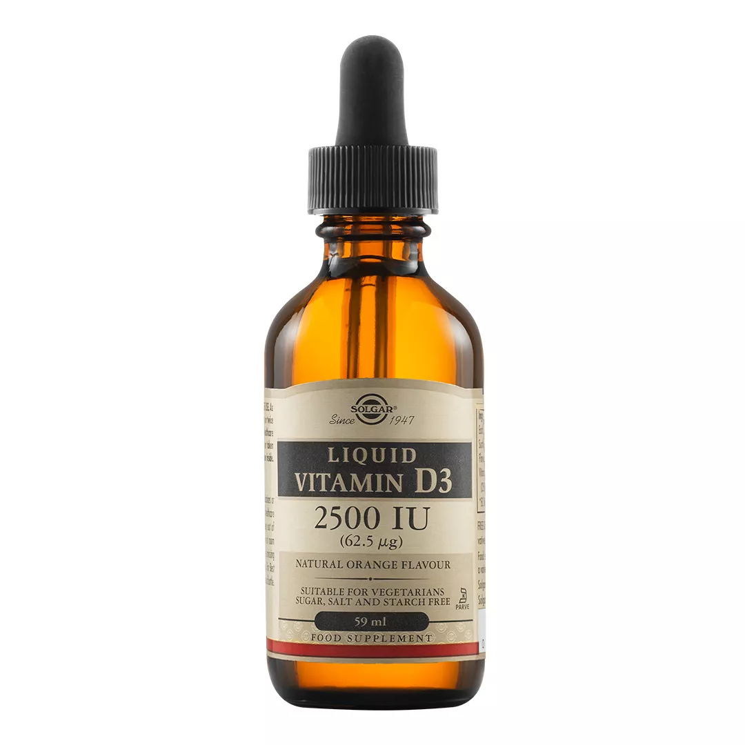 Vitamina D3 lichida 2500 UI 62,5 mcg cu aroma de portocala, 59 ml, Solgar, [],farmaciabajan.ro